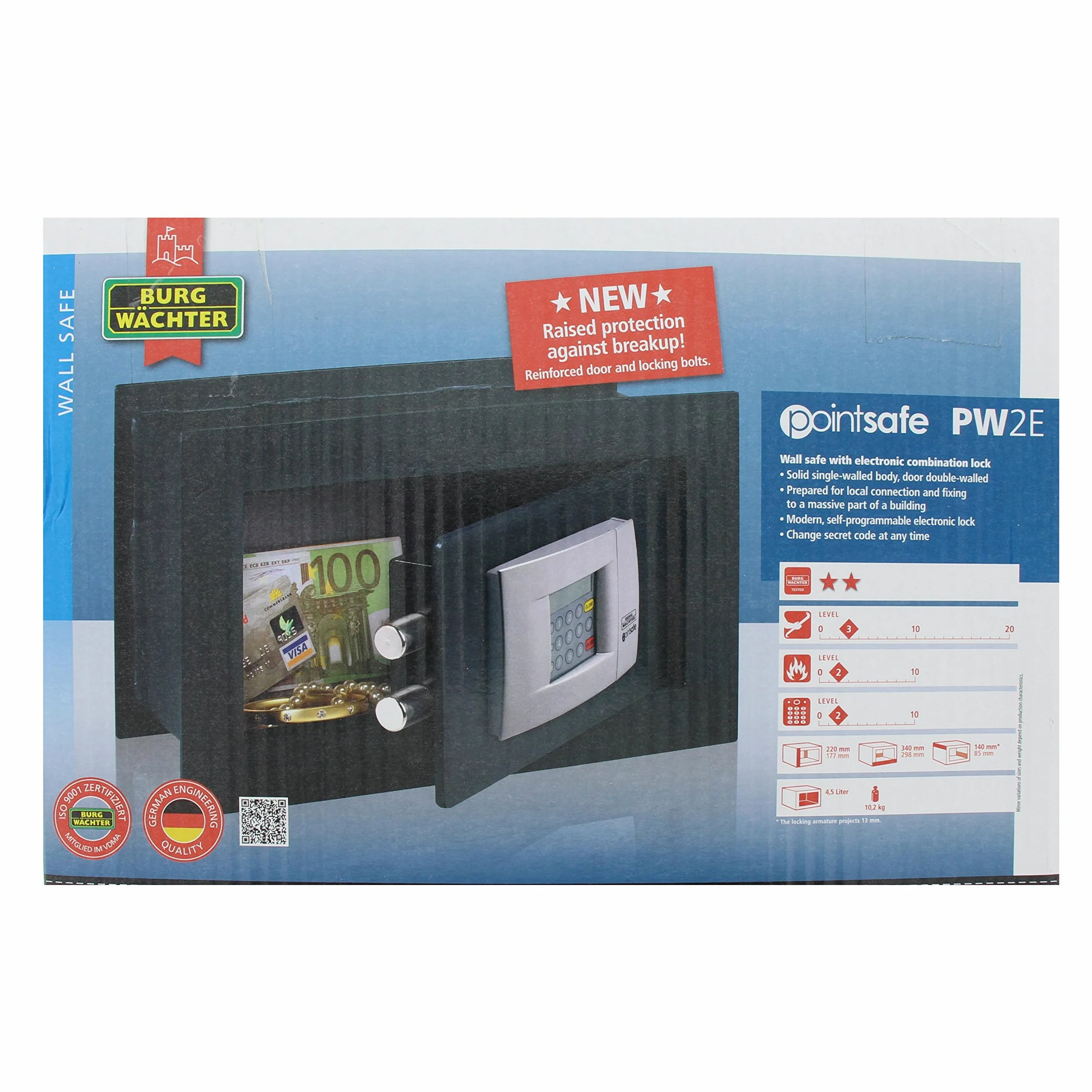 BURG-WÄCHTER Pointer Safe PW 2E - Cassaforte da parete, 4,5 l, 9,4 kg, colore: Nero