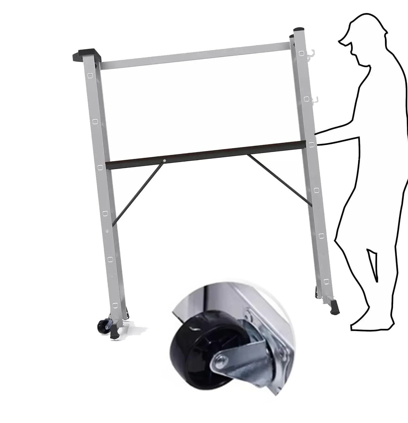Scala Multifunzione 4 in 1 Alluminio con Piattaforma Pieghevole con Ruote