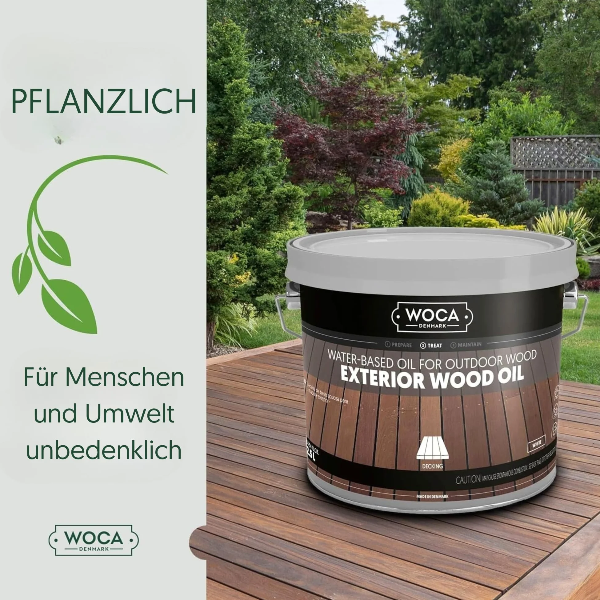 WOCA Denmark Exterior Wood Oil Teak, 2 x 3 l, olio per terrazze, recinzioni e mobili da esterno