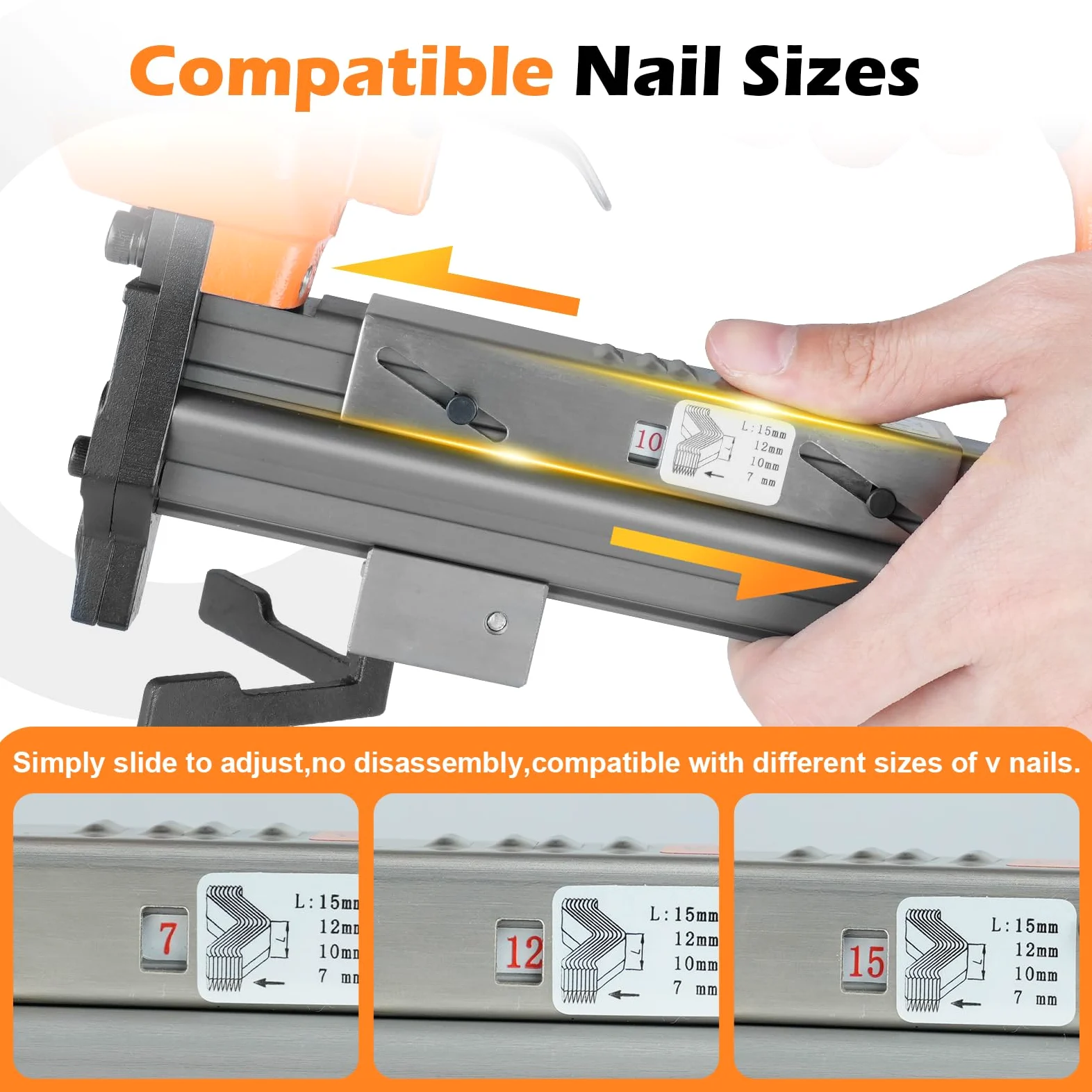 V1015 Pistola Pneumatica Professionale V-Nailer 30 Gauge per Cornici - Sparachiodi da 5/16" a 19/32" (7-15mm) per Giunzione Precisa - Ideale per Fai-da-Te e Falegnameria Professionale