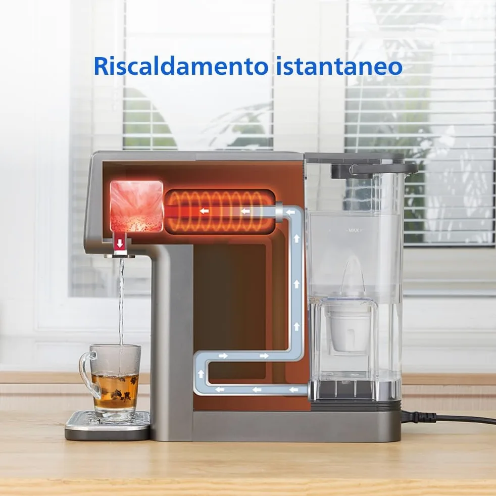 Philips 3500 Series Erogatore di Acqua Calda e Fredda con Filtrazione Taste+, Acqua Filtrata Calda e Fredda in Pochi Secondi, Protezione Antibatterica UV-C, Nessuna Installazione Necessaria