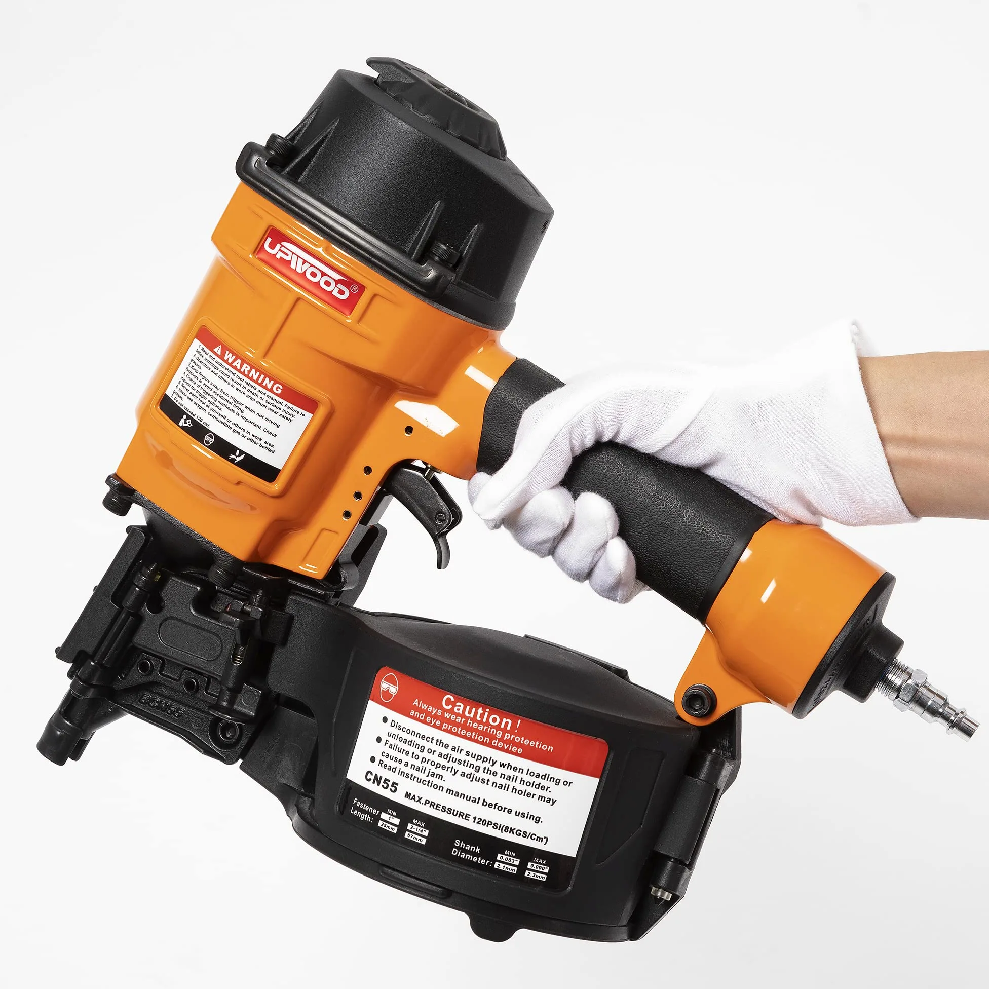 CN55 Chiodatrice pneumatica a bobina, pistola per chiodi a bobina da 1 pollice a 2-1/4 di pollice a 15 gradi Chiodatrice per recinzioni a tiro rapido Chiodatrice pneumatica per cornici a bobina