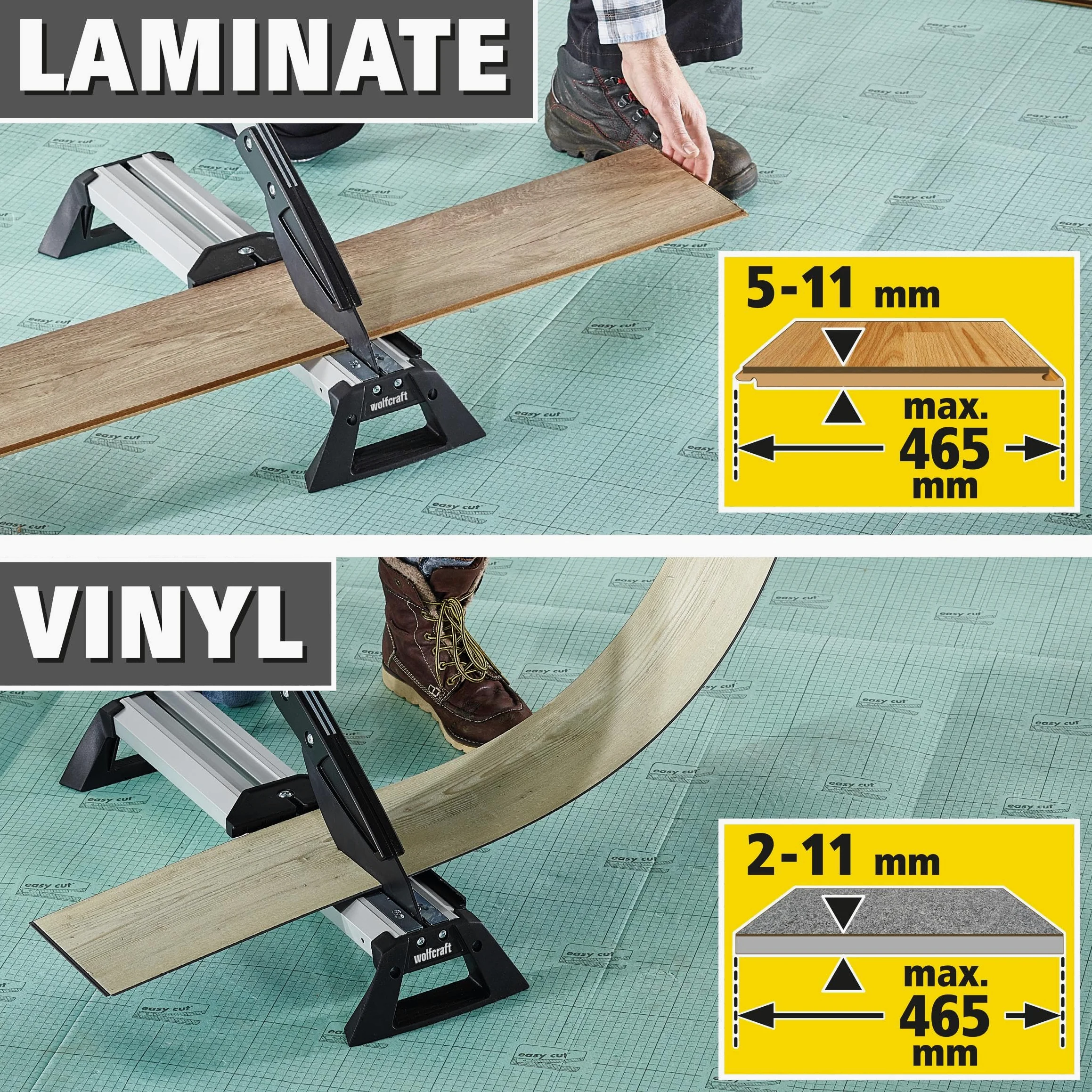 wolfcraft Set per "Trasferimento degli angoli e taglio del laminato" I 8658000 I 2 strumenti pratici per la posa di vinile e laminato VLC 800