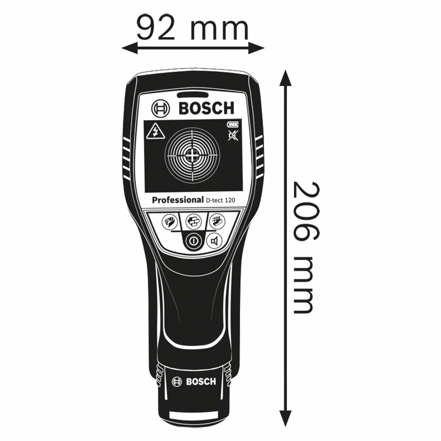 Bosch Professional Rilevatore D-tect 120 (rilevamento max. tubi in plastica/sottostrutture in legno/cavi sotto tensione/metalli magnetici e non magnetici: 60/38/60/120/120 mm, in cartone)