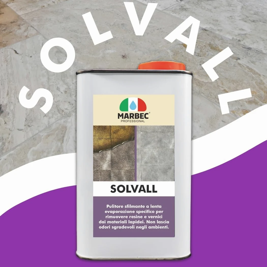 MARBEC SOLVALL 1LT+TAMPONE Pulitore sverniciatore sfilmante per materiali lapidei
