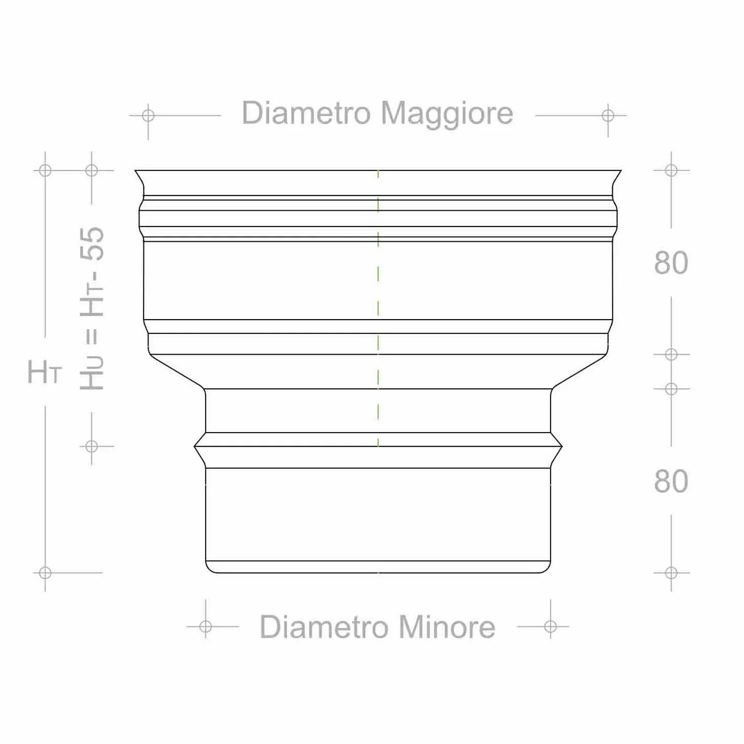 Aumento Acciaio INOX AISI 304 6Dc Riduzione Canna Fumaria Per Camino o Stufa Raccordo Stufa a Legna o Pellet TUTTE LE MISURE (150M-180F)