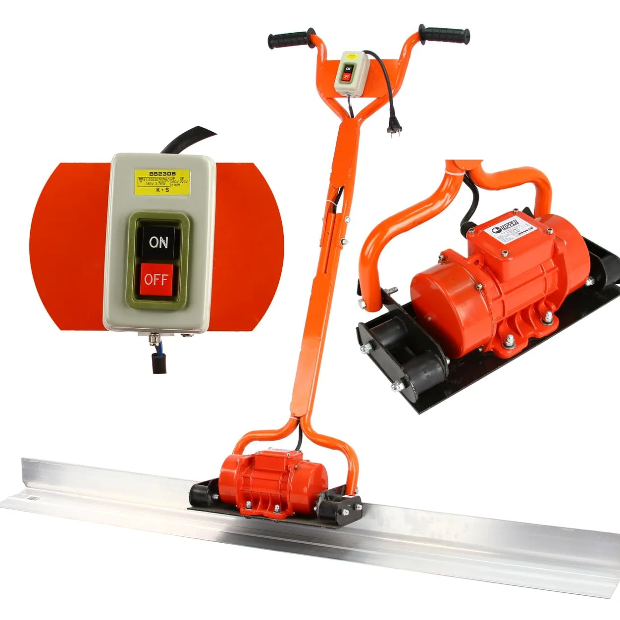 Staggia Vibrante Elettrica per Cemento Calcestruzzo | 200 W | 1,5 m x 14 cm | 2800 giri/min | Raggio di Azione 18 cm