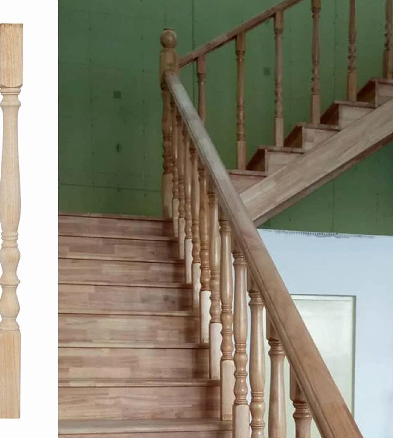 Corrimano Scala Balaustra in Legno Mandrino Balaustre per Scale Interne, Colonna per Mandrini Interni Moderni per Scala Balcone Casa Attico, 5 Pack, 95cm/37.4in