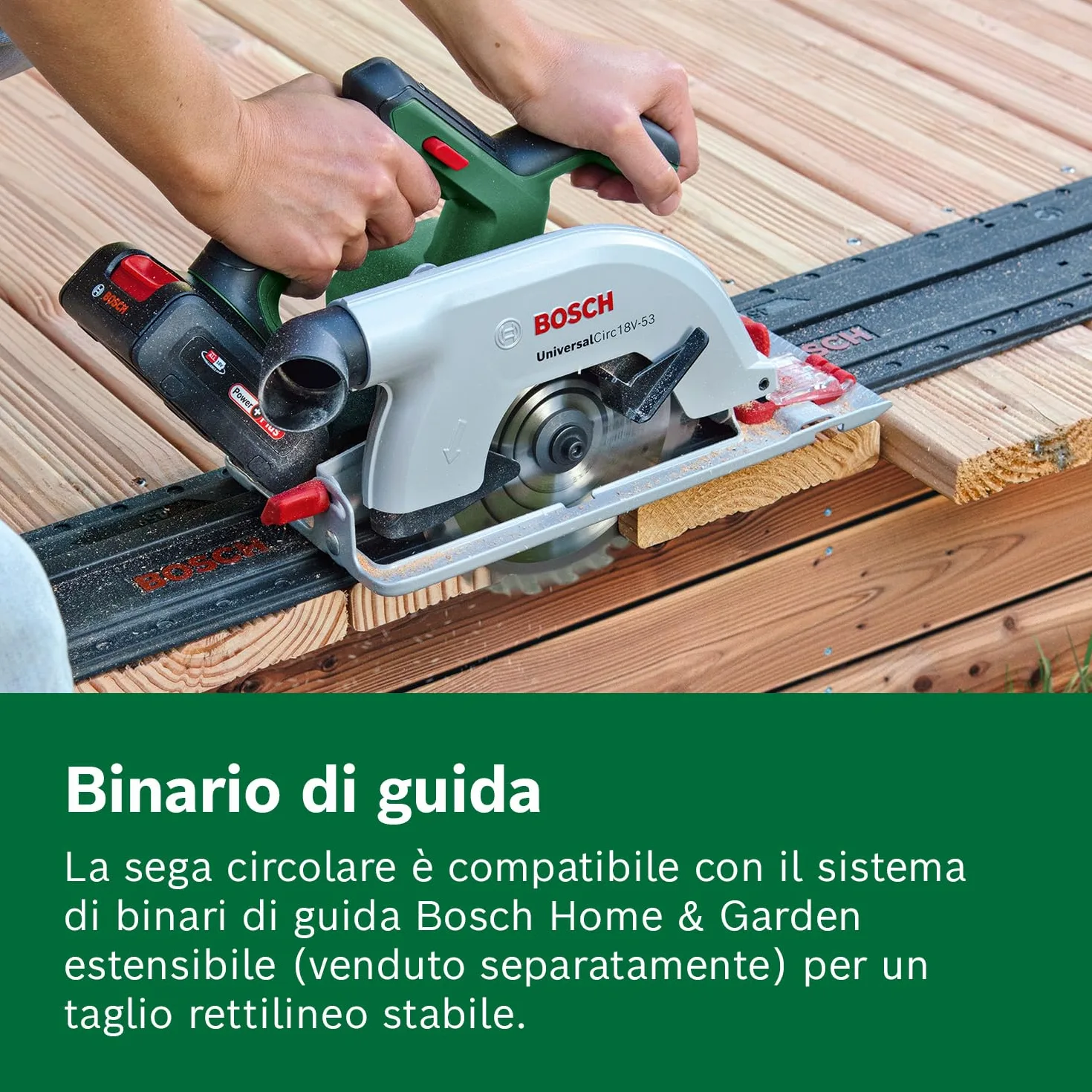 Bosch Sega circolare a batteria UniversalCirc 18V-53 (taglio preciso nel legno; profondità di taglio max. 53 mm; 18 Volt System; 1 batteria da 2,5 Ah e caricabatteria)