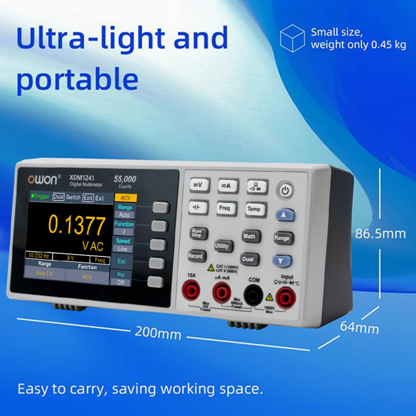 OWON XDM1241 Multimetro da tavolo con batterie ricaricabili True RMS High Accuracy Universale Desktop Multimetro