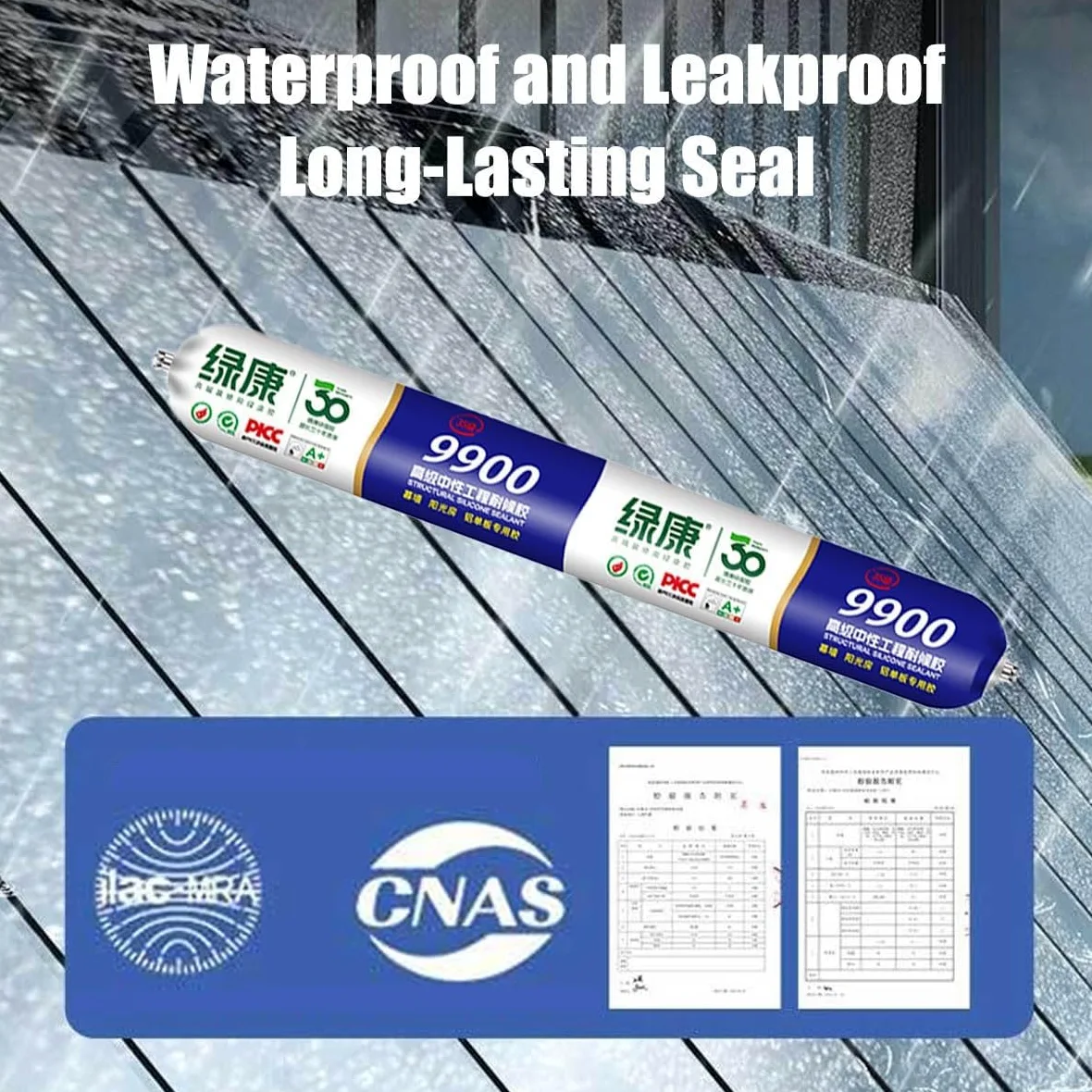 9900 Silicone Waterproof Sealant, Clear Multipurpose Caulk for Roof & Wall Cracks, UV Heat Resistant, Indoor Outdoor Use for RV Gutter Tile Stone (Black,2Pcs)