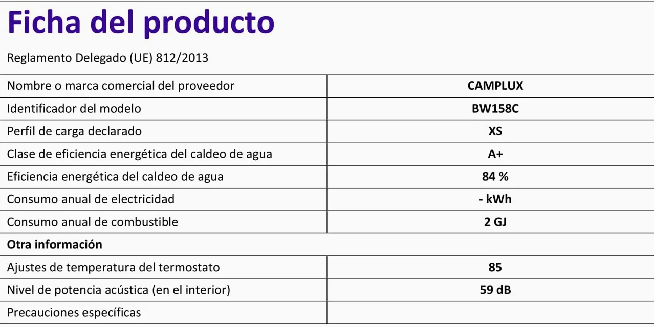 CAMPLUX BW158C Scaldacqua a Gas Tankless, 6 Litri, 12kW, Butano (28-30 mbar) / Propano (37 mbar), per Doccia da Campeggio