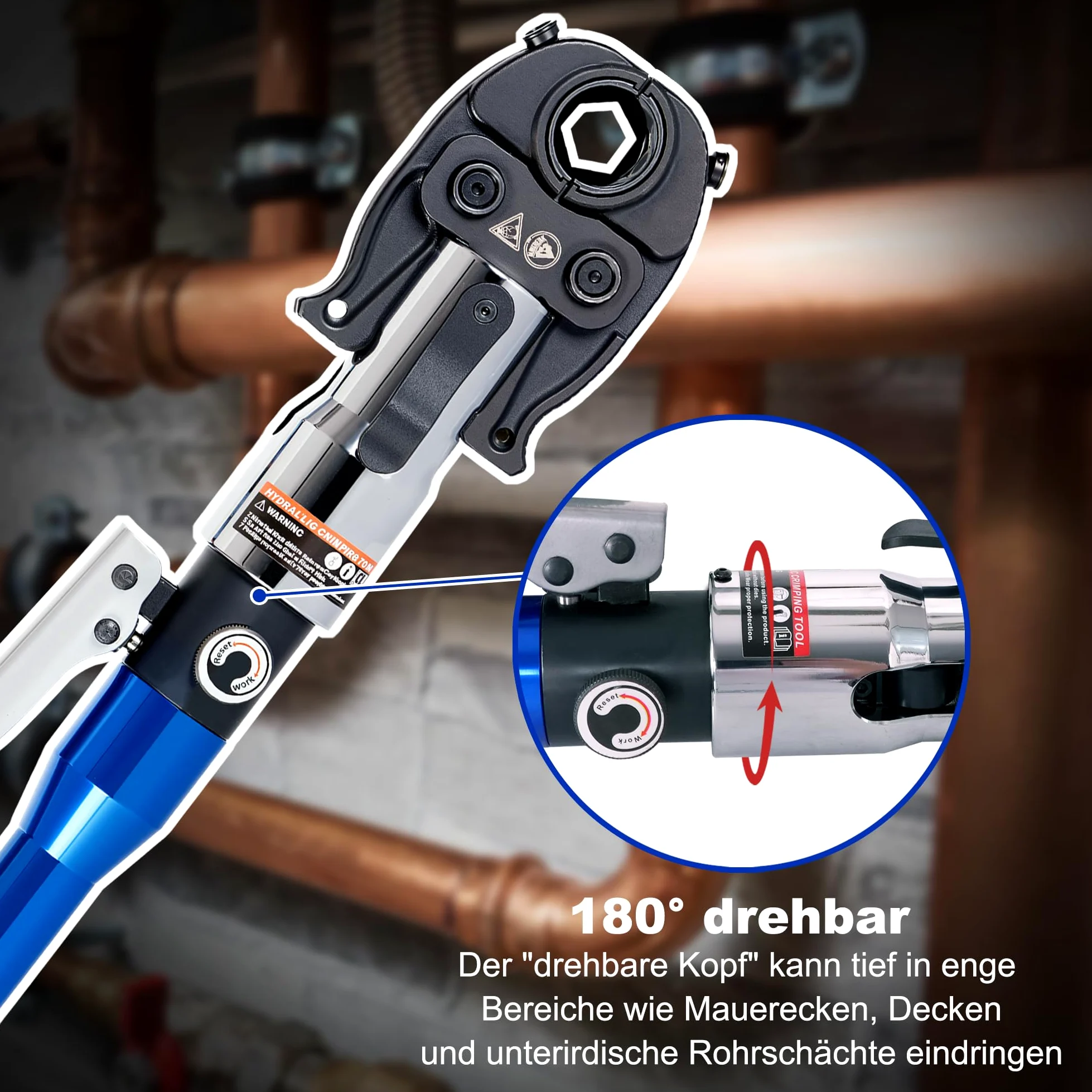 AMZCNC Pinza a pressa professionale con profilo a V e profilo TH, per tubi in rame, tubo in acciaio inox e inserti V12 V15 V18 V22 V28 e TH16 TH20 TH26 TH32