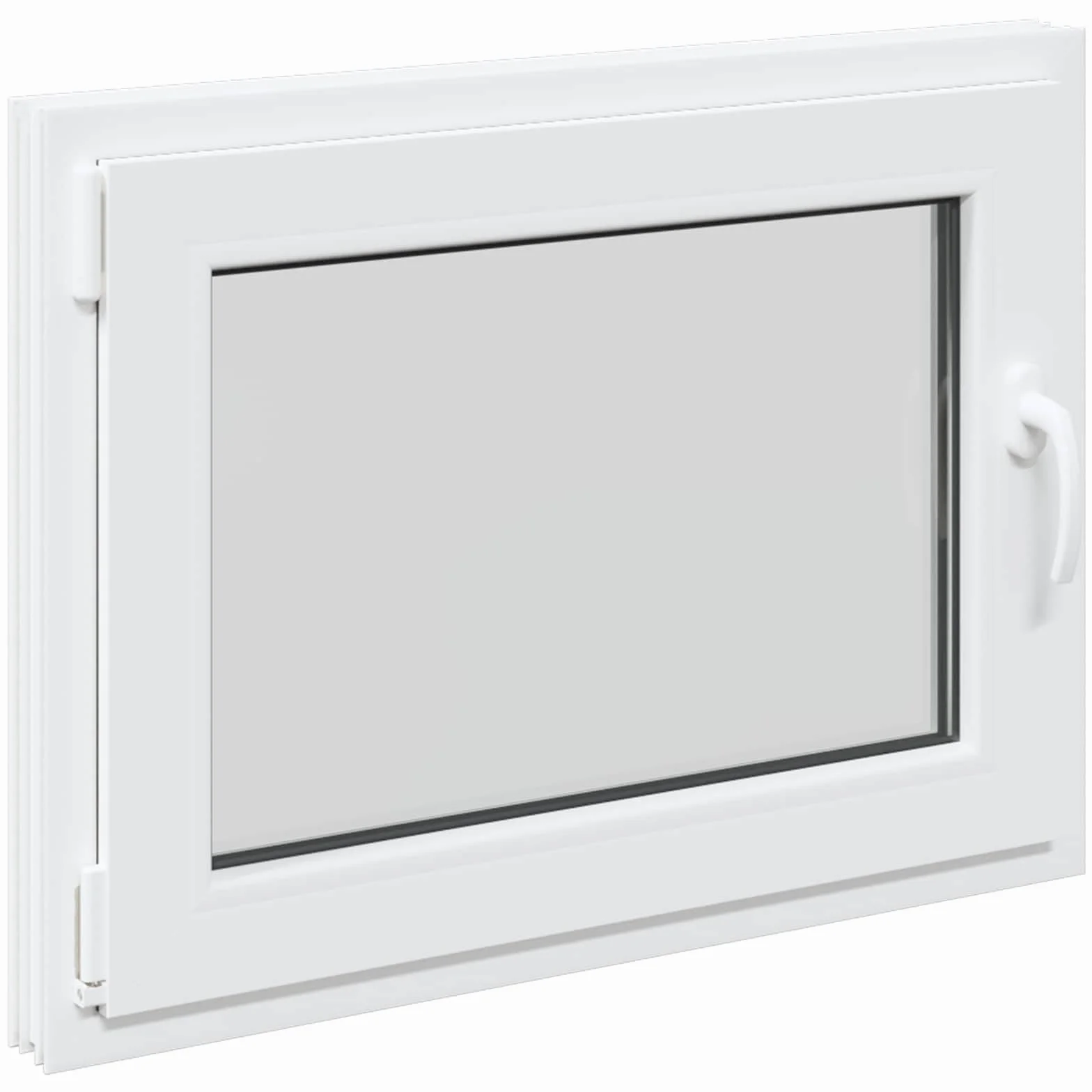 Finestra manuale RISOR 80 x 60 cm PVC e vetro, design moderno della finestra per cantina, vetro PVC resistente, efficiente dal punto di vista energetico, isolamento termico, fonoassorbente
