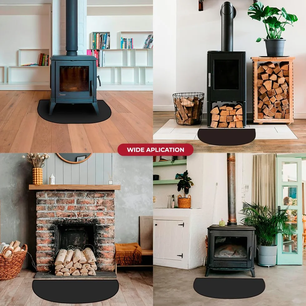 TEXFIRE | Tappeto ignifugo semicircolare per camino e stufa. Tessuto isolante termico. Protezione per pavimenti delicati tipo parquet.