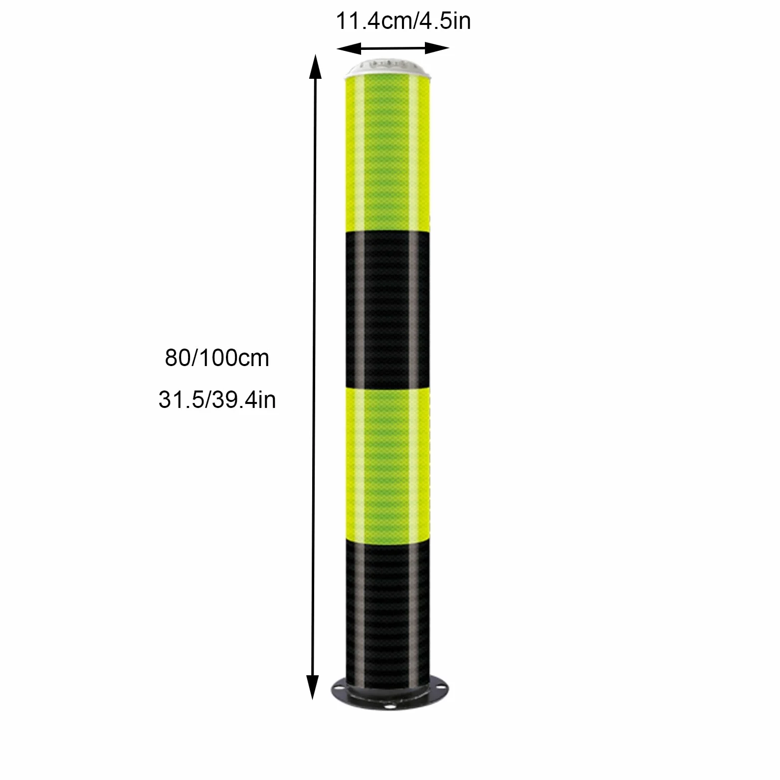 Generico Paletto di Sicurezza Solare Intelligente con luci a LED, Design Riflettente, palo in Tubo d'Acciaio, barriera di parcheggio per Il Controllo del Traffico, Confezione da 2 Verde, 100 cm/39,4