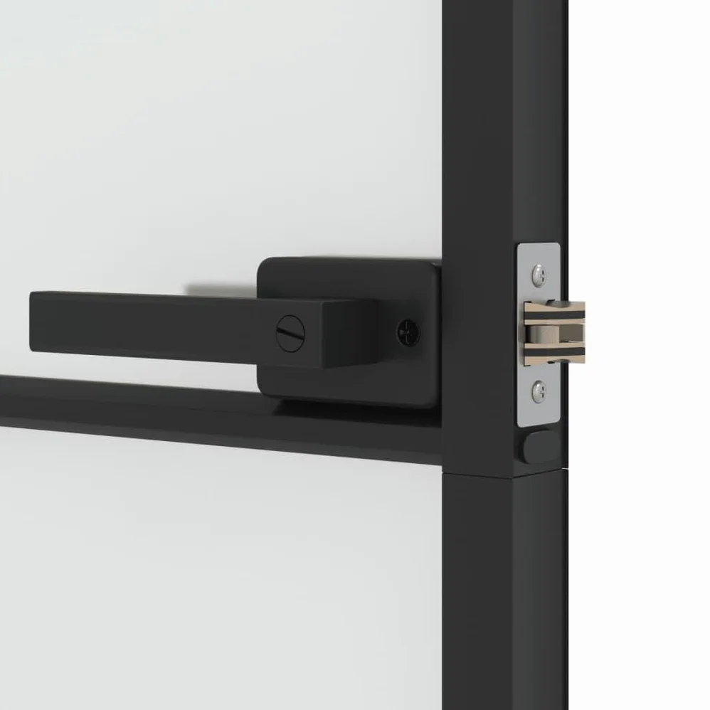 Porta per Interni Nera 76x201,5cm Vetro Temperato e Alluminio,Porta Interna,Porte Da Interno,Porte Interne Casa(SPU:155116)