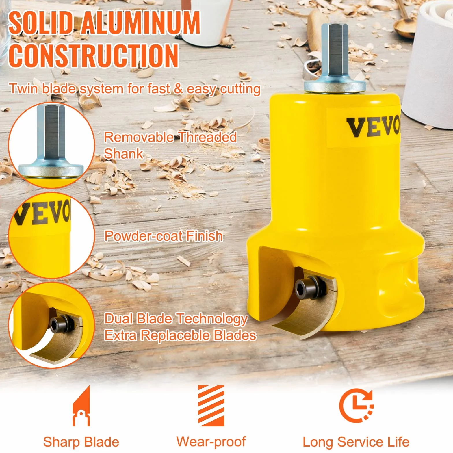 VEVOR Taglierina per tenoni, 1"/25,4 mm e 1,5"/38 mm e 2"/50,8 mm, Taglierina per mobili in alluminio e acciaio di alta qualità, con doppie lame curve e viti a bottone Home Master Kit, Strumento comme