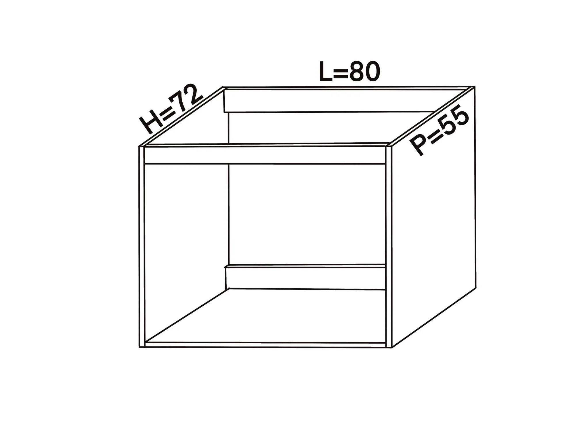 Base da lavello d appoggio con Le Seguenti Misure l=80 cm p=55 cm h=72 cm Colore Noce con spedizione in Kit Senza Ante