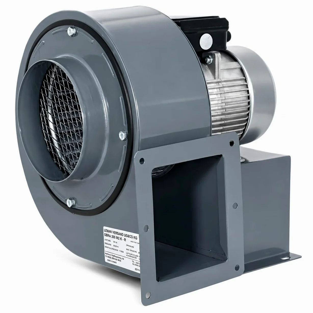 OBR200 230V Industriale Aspiratori Ventilazione Centrifugo. Ventilatore Radiale Axiale Ventola Estrattore Tubulare
