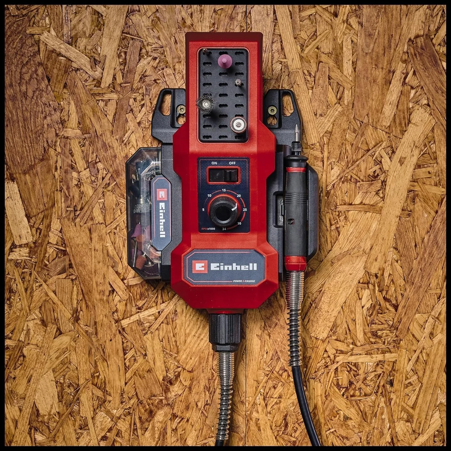 Apparecchio di rettifica/incisione a batteria Einhell TE-MT 18/34 Li Solo Power X-Change (18 V, albero 92 cm con perno per incisione, regolazione giri, incl.set accessori di 55 pz., senza batteria)