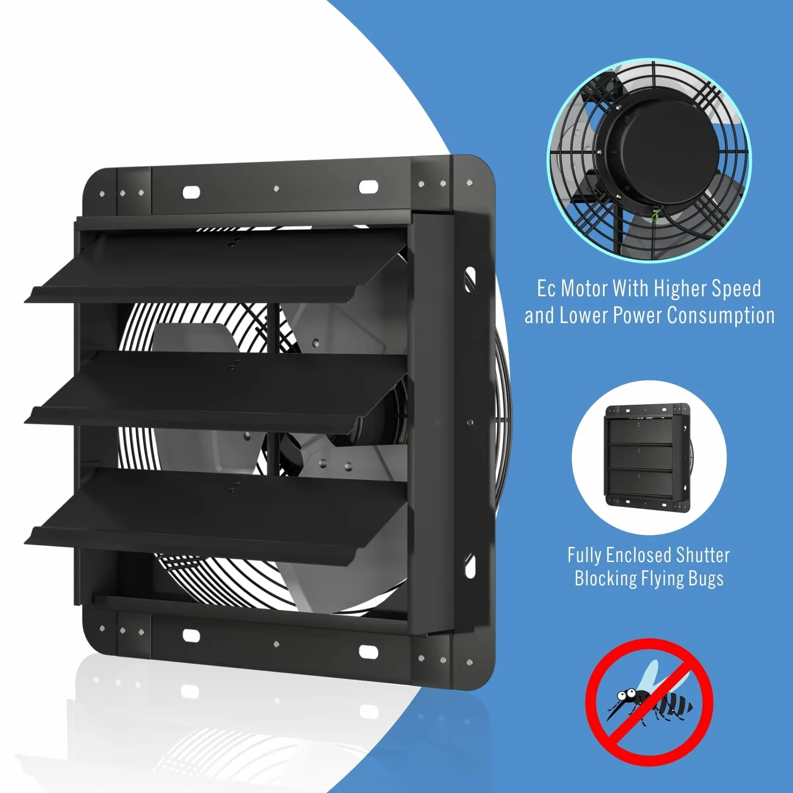 Aygrochy Ventola Aspirazione industriale da 300 mm, 40 W con app WiFi, flusso rotativo EC, ventilatore da parete 1630 m³/h, ventilazione e raffreddamento per serre, garage loft e cucina.