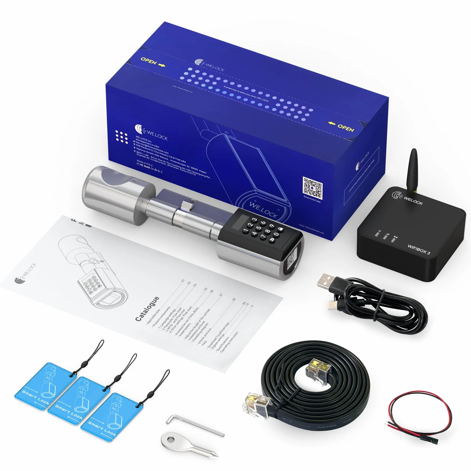 WELOCK PCBWIFIBOX Serratura Smart con WiFi e Password, RFID Card, serratura elettronica serratura porta blindata livello di impermeabilità IP65