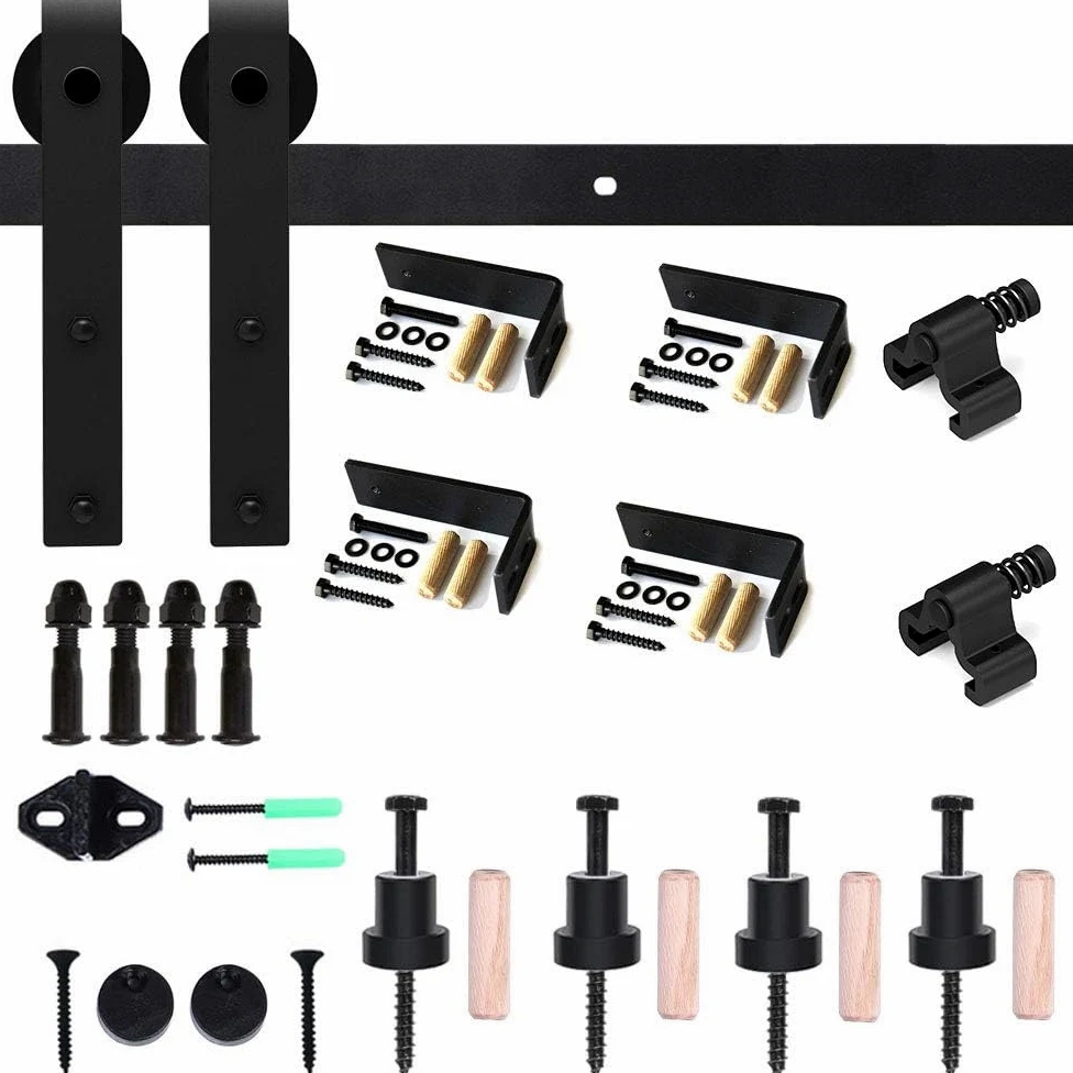 CCJH 183cm/6FT Kit di Binario per Porta Scorrevole a Soffitto, Kit di Pista per Porta in Legno Singola (Forma J)