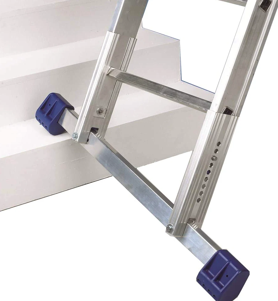 Svelt Scala Professionale in Alluminio 3 Tronchi Serie Deluxe – Posizione Doppia, Zoppa e a Muro – Stabilizzatore Regolabile, Pioli Inclinati, Dispositivo Antiribaltamento – 6+7+7 gradini