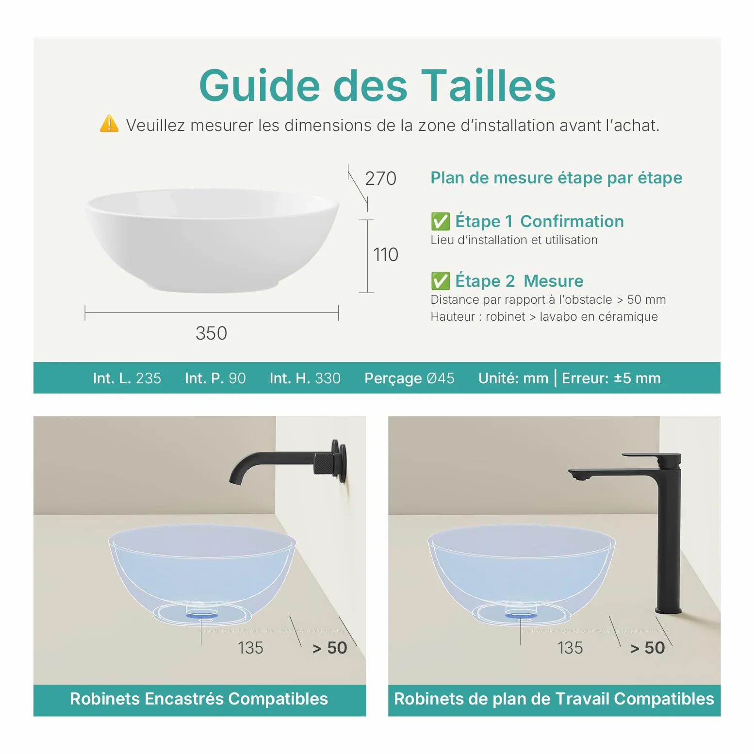 EMKE Lavabo da Appoggio Ovale 35×27×11cm, Vasca in Ceramica per Bagno e WC Ospiti, Mini Lavabo Piccola, Bianco