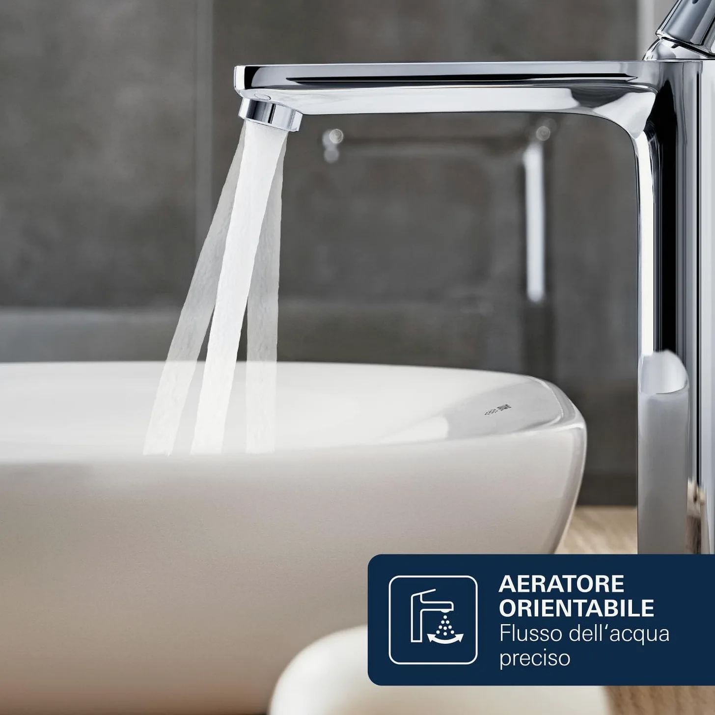 GROHE Dice Rubinetto miscelatore a corpo liscio per lavabo da appoggio (XL-Size 270 mm, cartuccia ceramica 28 mm, risparmio idrico, facile da installare), cromo, 1018920000