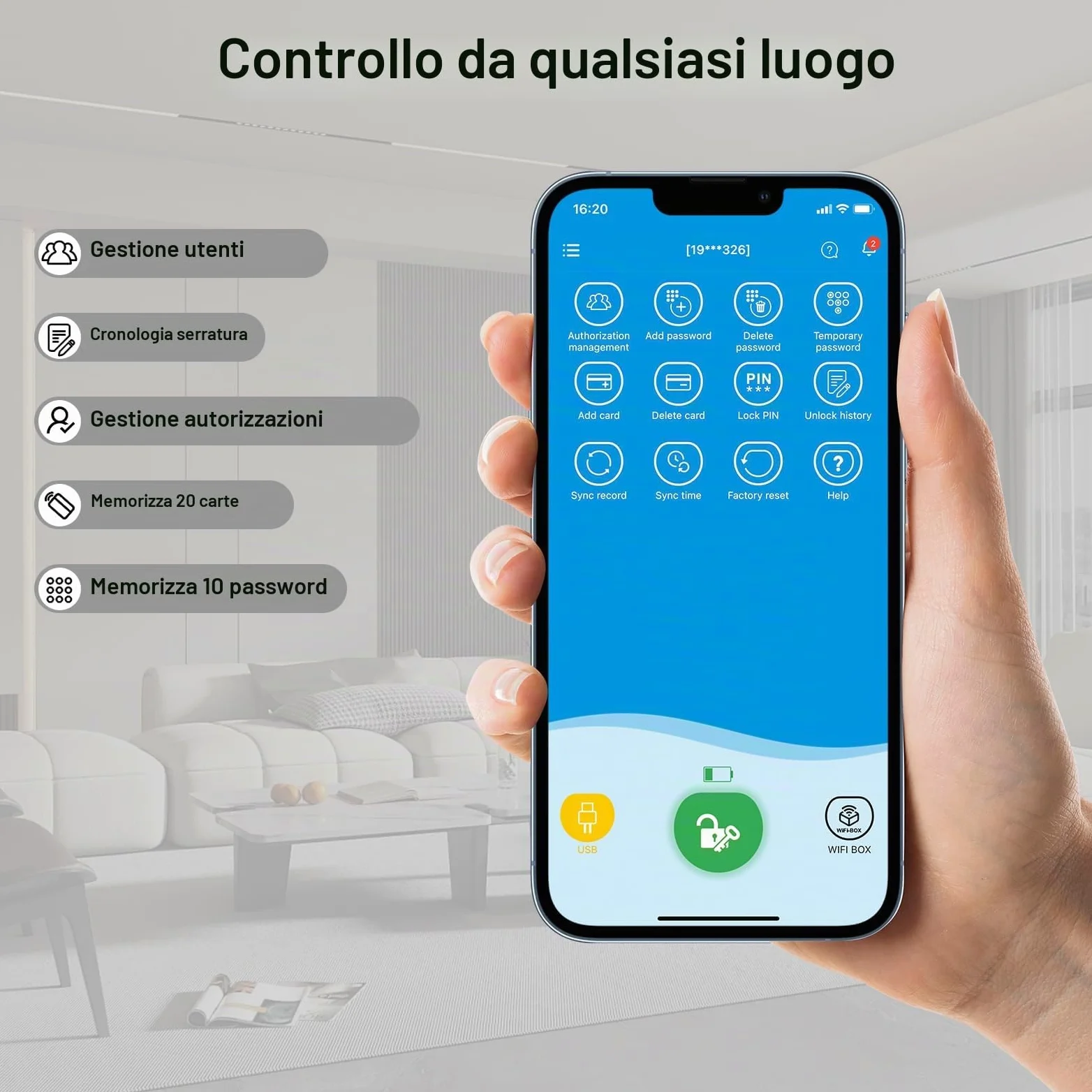 WE.LOCK PB Serratura Smart,serratura porta blindata con password e Bluetooth APP,serratura elettronica wifi,smart lock facile da installare