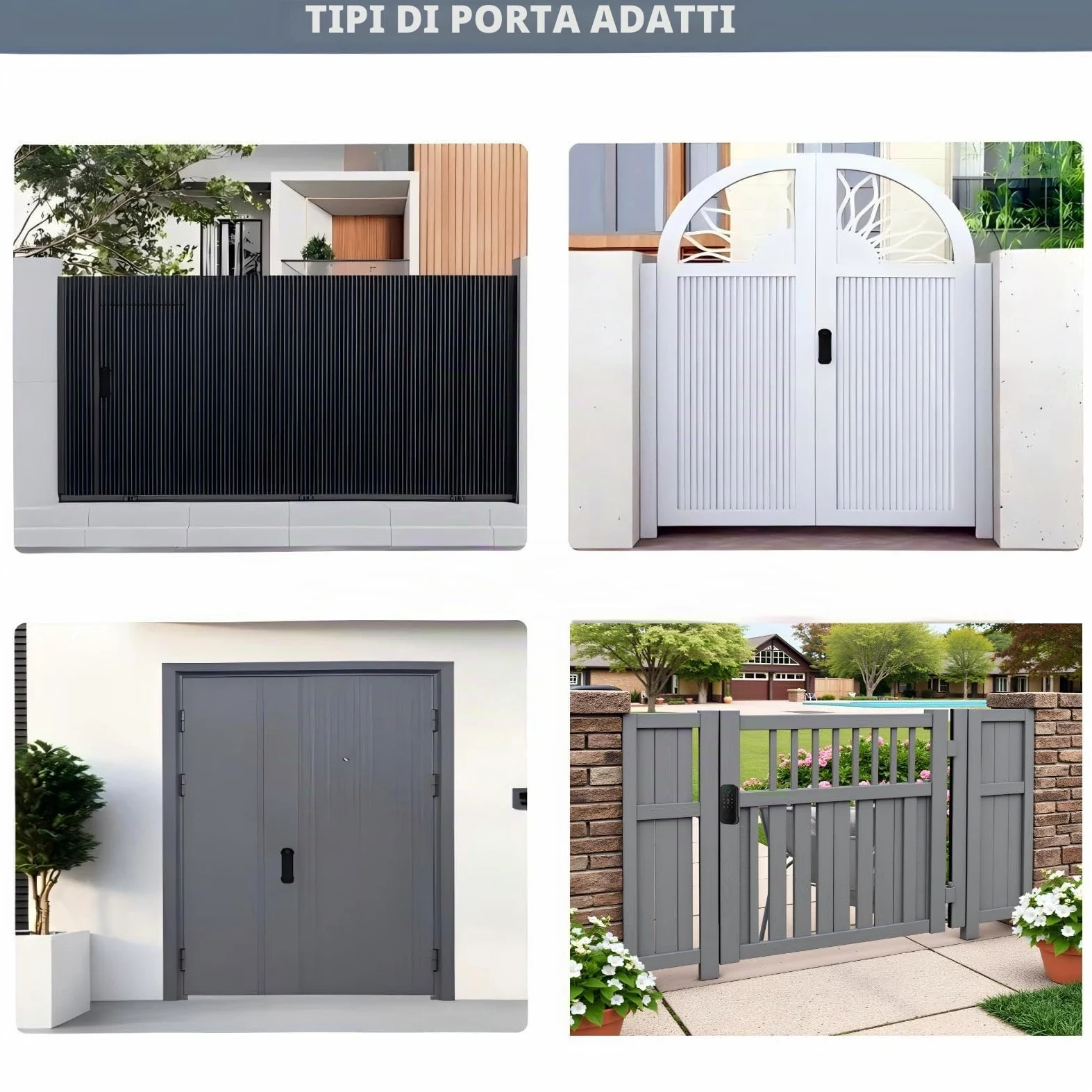 Serratura Smart da Esterno Impermeabile IP66 - Accesso con Impronta Digitale e Tessera su Entrambi i Lati - 5-in-1 con WiFi per Cancelli da Giardino (Nero)