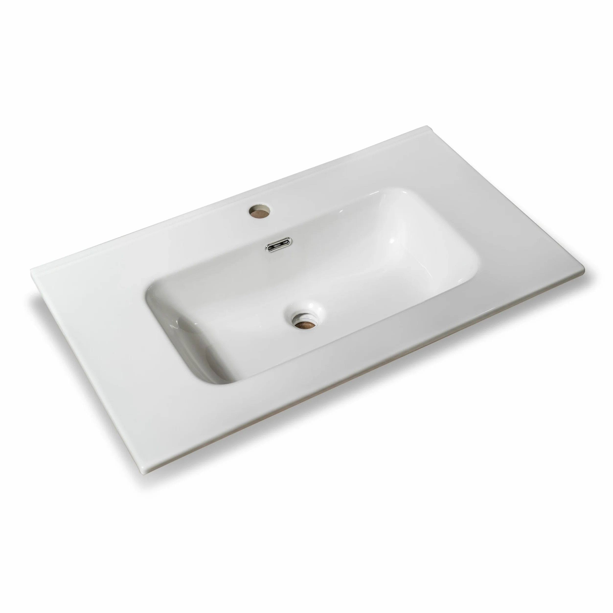 NORBE Lavabo ad Incasso (80x46 cm) in Ceramica | Lavandino Design Moderno vasca rettangolare | Finitura Bianco Lucido | Lavamani senza Piletta| Bacinella Sanitari Bagno (81 x 46,5 X 1,8 cm)