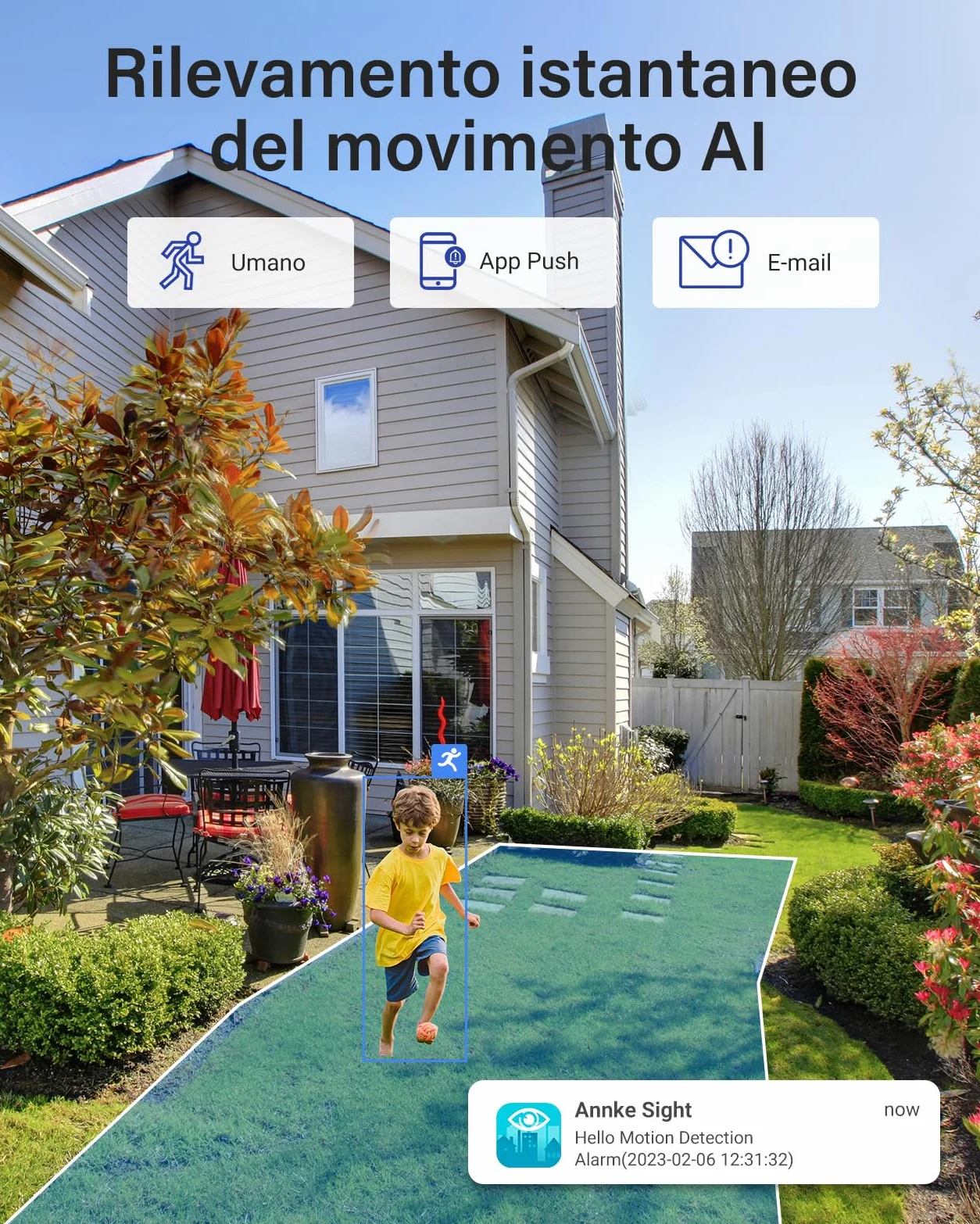 ANNKE Set di telecamere di sorveglianza da 5 MP, per esterni, Wi-Fi, 16 CH 4 K NVR con 1 x 5 MP, visione notturna a colori, audio bidirezionale, riconoscimento intelligente delle persone
