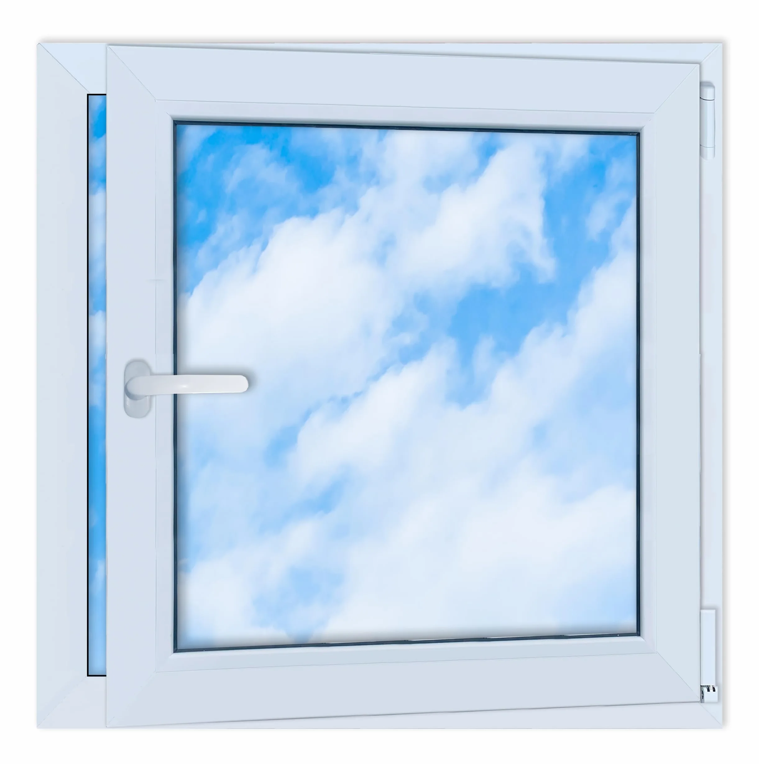 LORAC | Finestra in PVC bianca, 800x800mm, DIN Destra, inclinabile e apribile, doppio vetro, a risparmio energetico – Finestra con certificato CE per cantina e appartamento