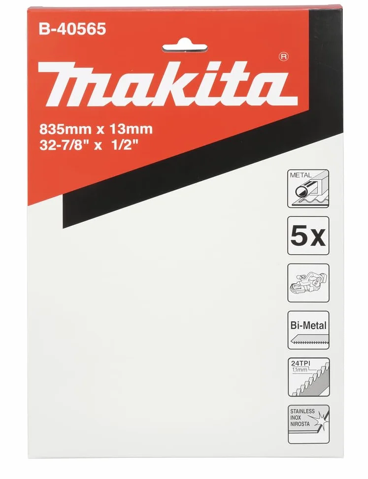 Makita B-40565 Lama Sega Nastro BiM 13 x 0,5 x 835 mm 24 TPI 5 Pezzi