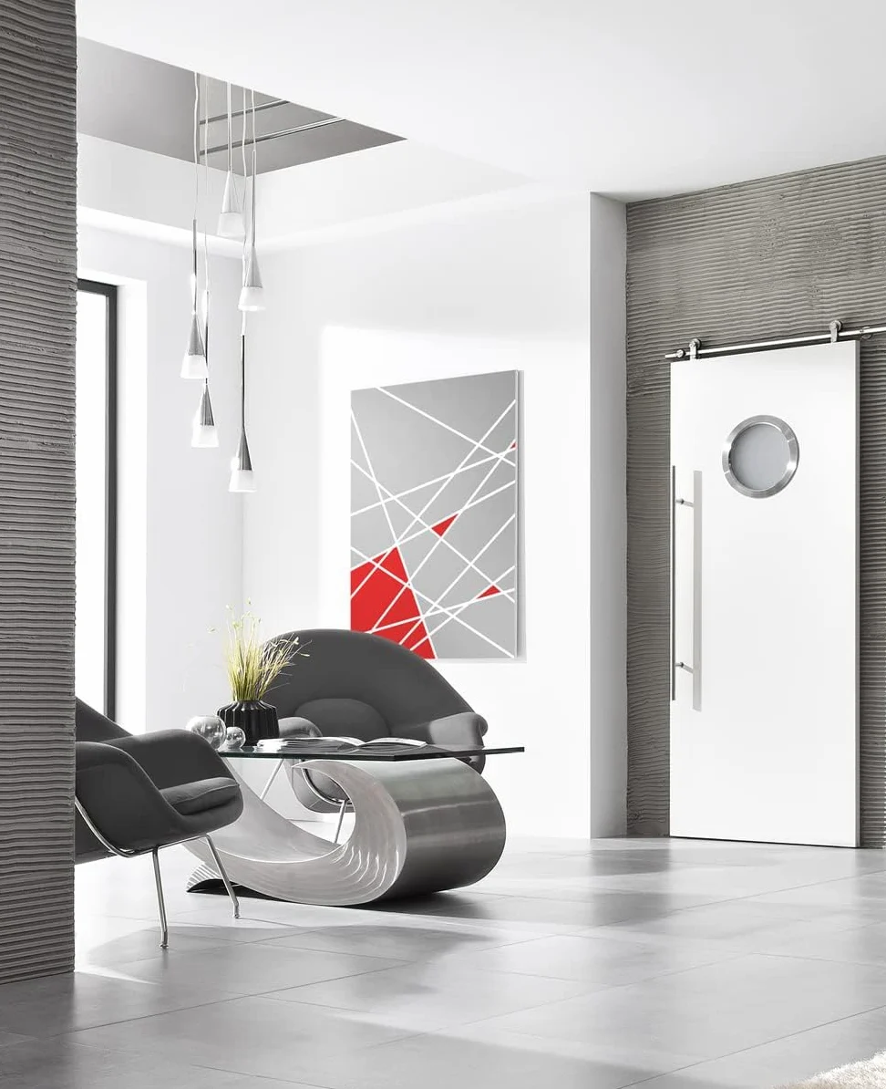 MLS Oblò B4000, Oblò per Porte, in Acciaio Inox, Vetro di Sicurezza, Adatto ha Porte di Spessore 40 mm, Viti di Fissaggio Visibili su Entrambi i Lati, Diametro 400 mm, Vetro Trasparente
