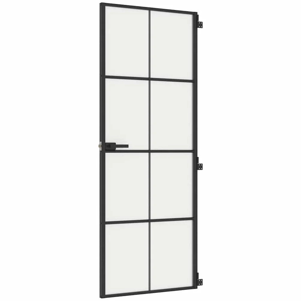 vidaXL Porta Interni Sottile Nera 76x201,5cm Vetro Temperato Alluminio