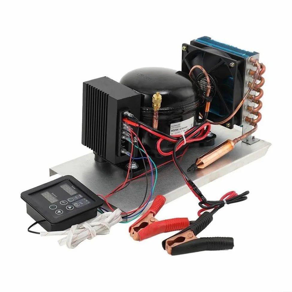 BD25HC Compressore Frigorifero DC | 12-24V con controllo solare della temperatura | Raffreddato ad aria per la refrigerazione automobilistica e nautica | Unità di raffreddamento efficiente