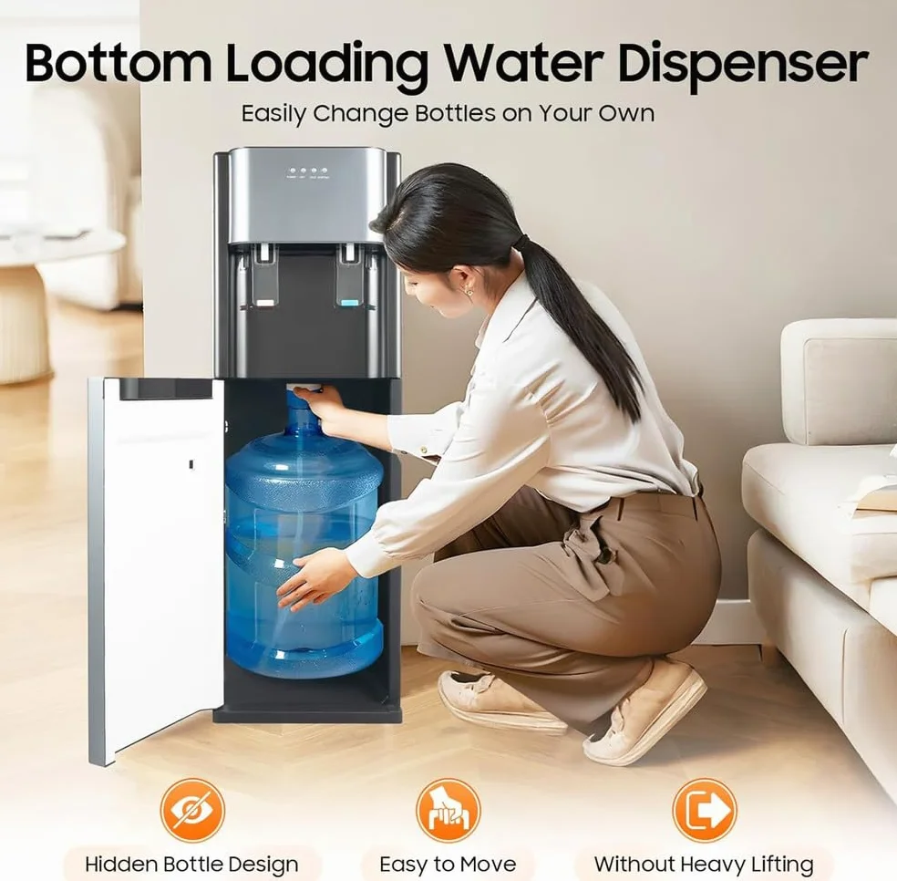 Distributore Acqua Fredda Erogatore Acqua con 2 Impostazioni di Temperatura Freddo/Caldo per Casa Ufficio Dormitorio,Dark Gray,33cm*30cm*90cm