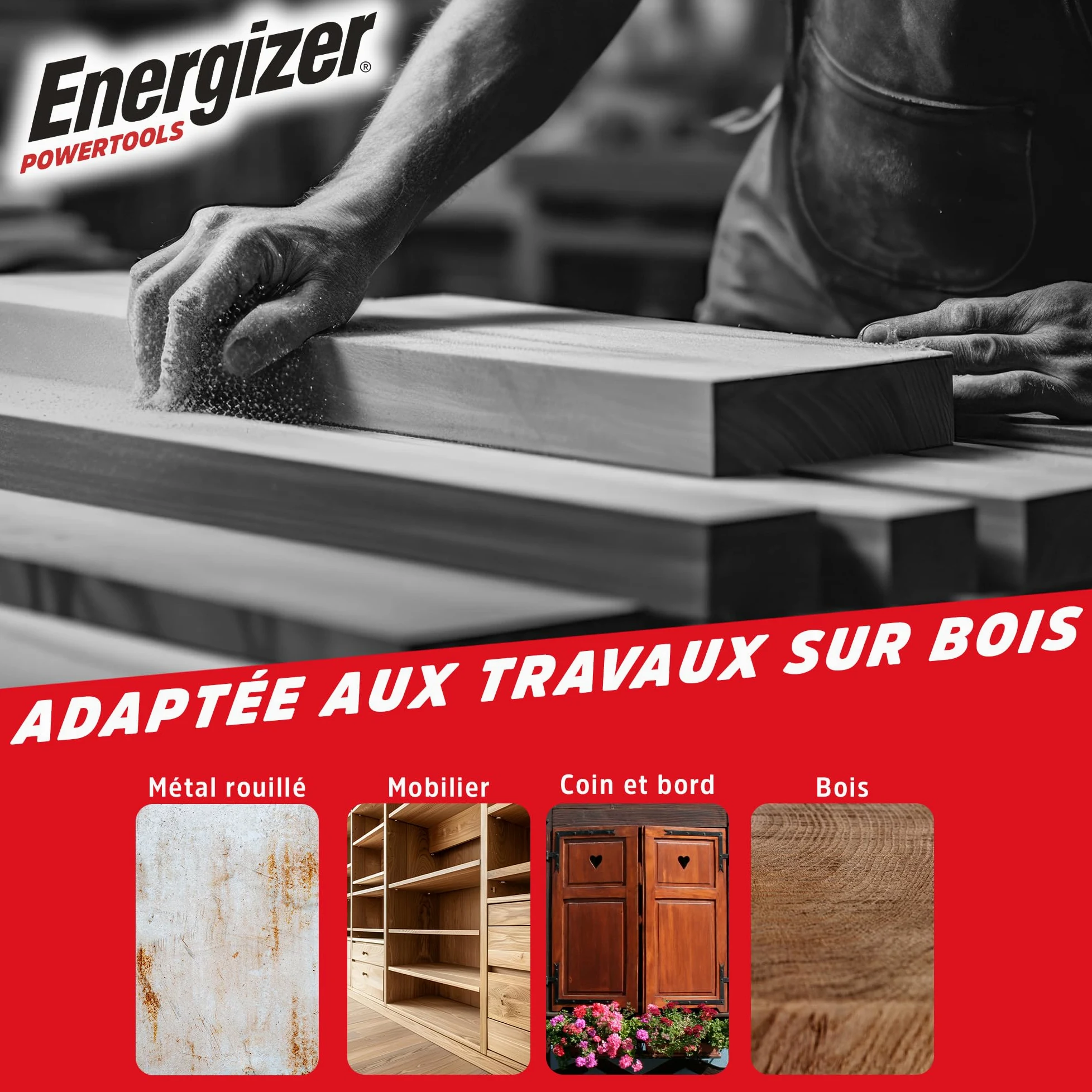 Energizer - Levigatrice Orbitale Multifunzione Triangolare Senza Fili 20V con Batterie Incluse – 10000 OPM, Sacchetto Aspirapolvere, 10 Fogli Abrasivi Inclusi (P60/80/120), Ideale per Finiture e Fa