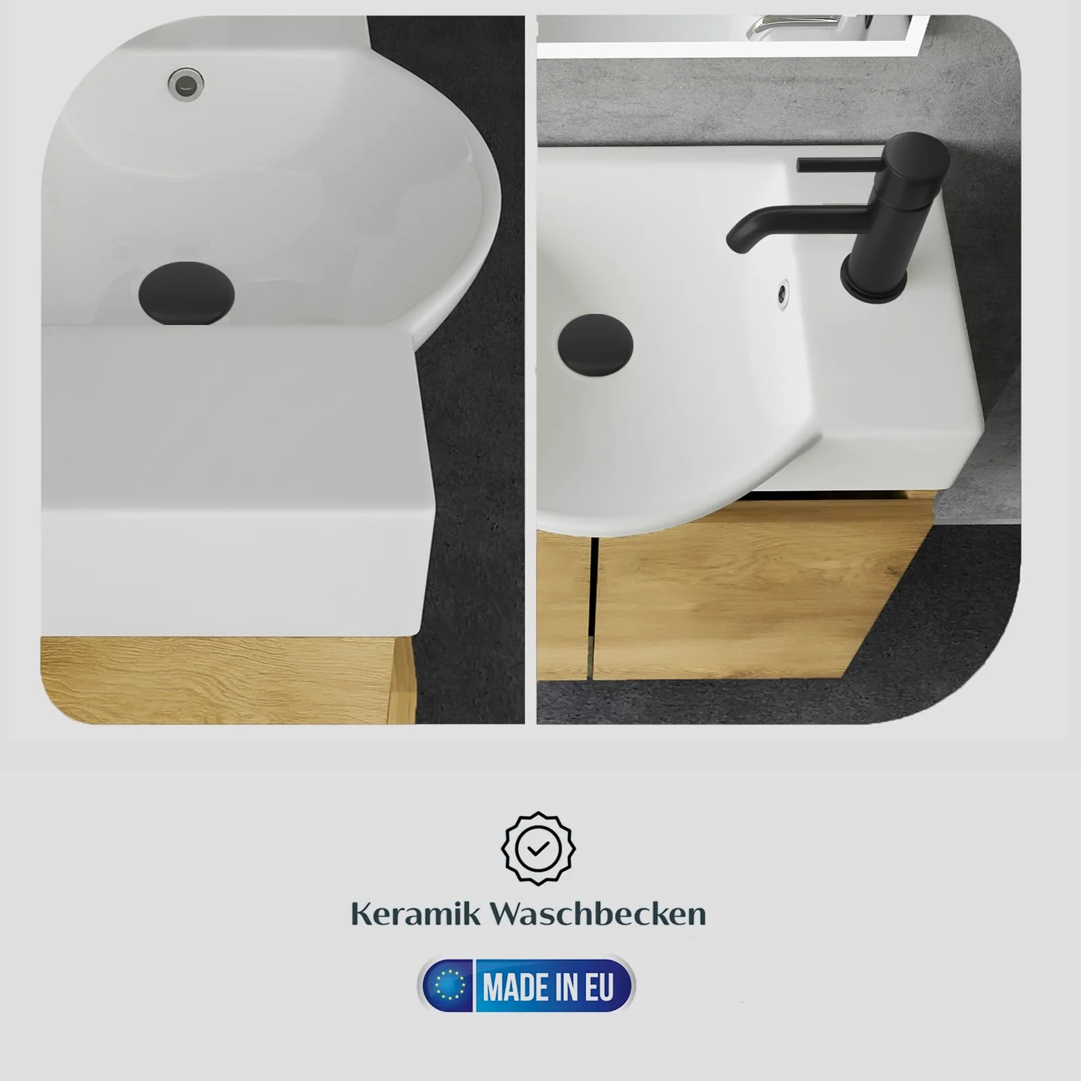 Alpenberger - Lavabo con mobiletto, larghezza 55 cm, lavabo con mobiletto da bagno, moderno set | piccolo lavandino per ospiti, mobiletto da bagno (rovere naturale)