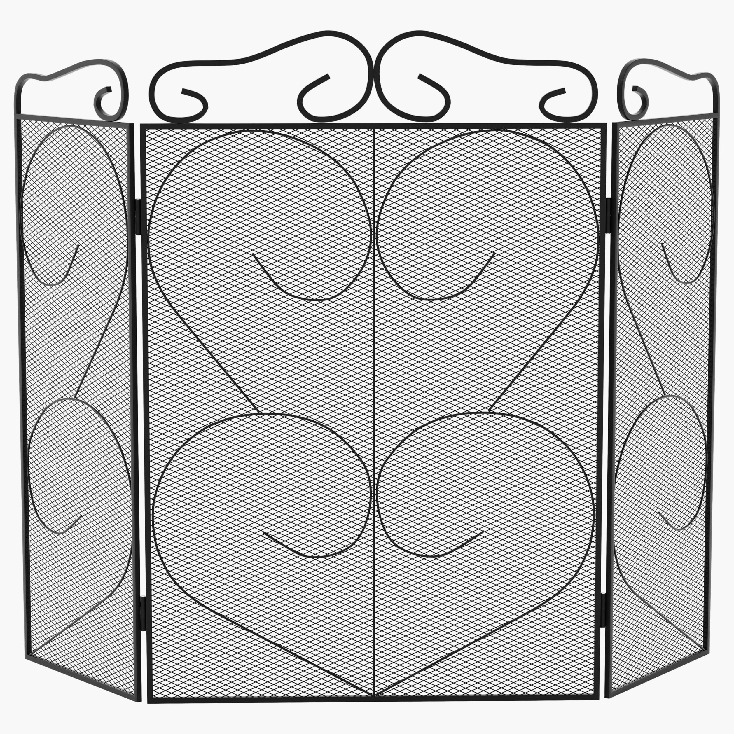 Fire Vida Tapton 3 Panel Screen/Spark Guard, Metallo, Nero