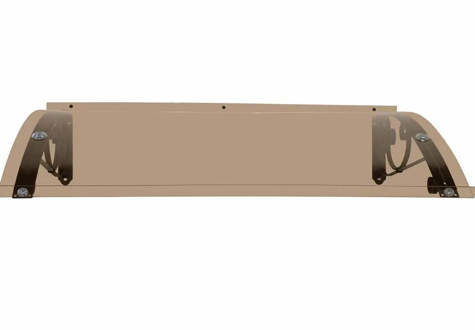 Pensilina in ferro da esterno zincata, copertura in policarbonato compatto Bronzato, Modello Base Ricciolo Classica dimensione 90 x 150 cm