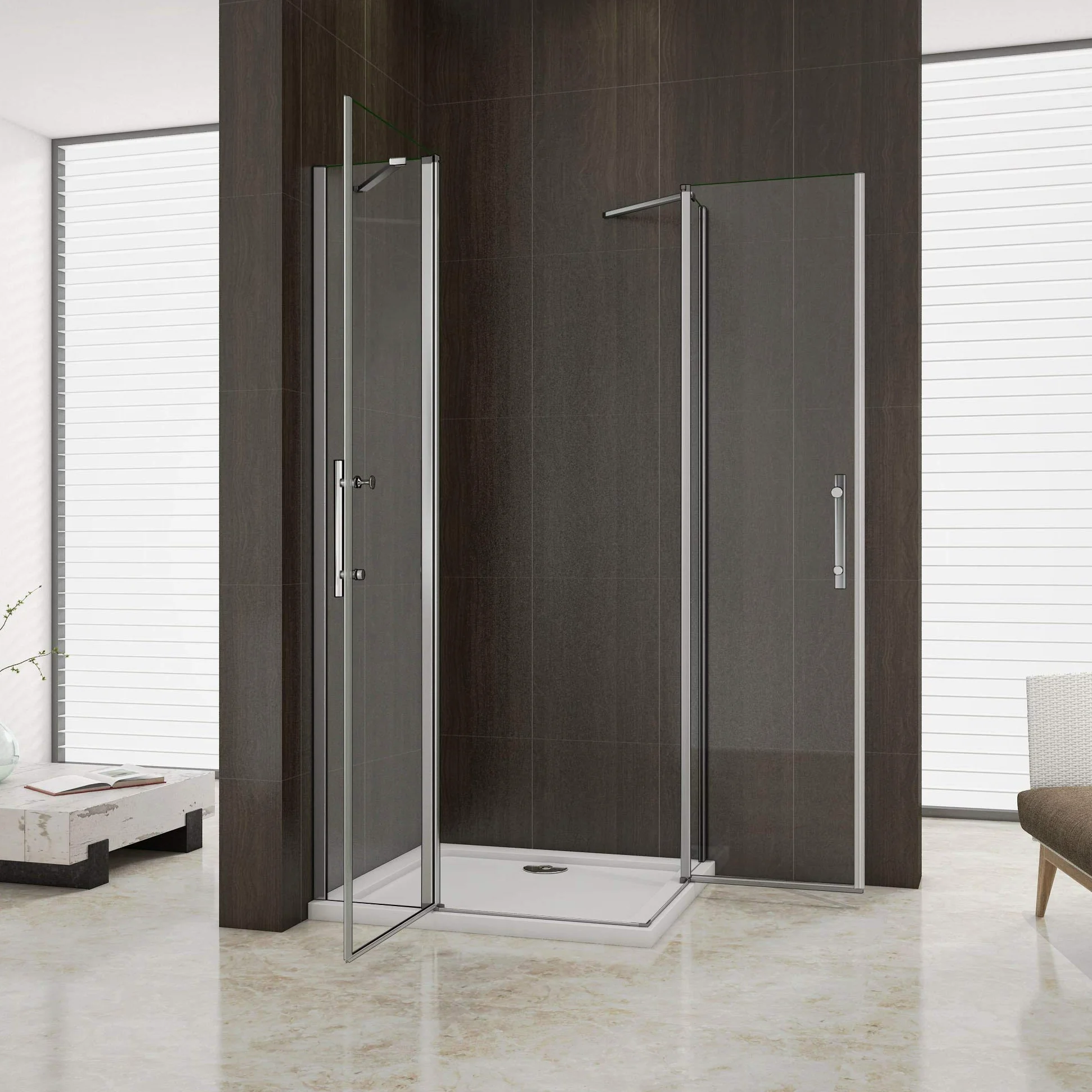 80x120x195cm Box Doccia Angolare Doppie Porte Apertura Battente-saloon Vetro Trasparente Anticalcare Con Barre Stabilizzatrici