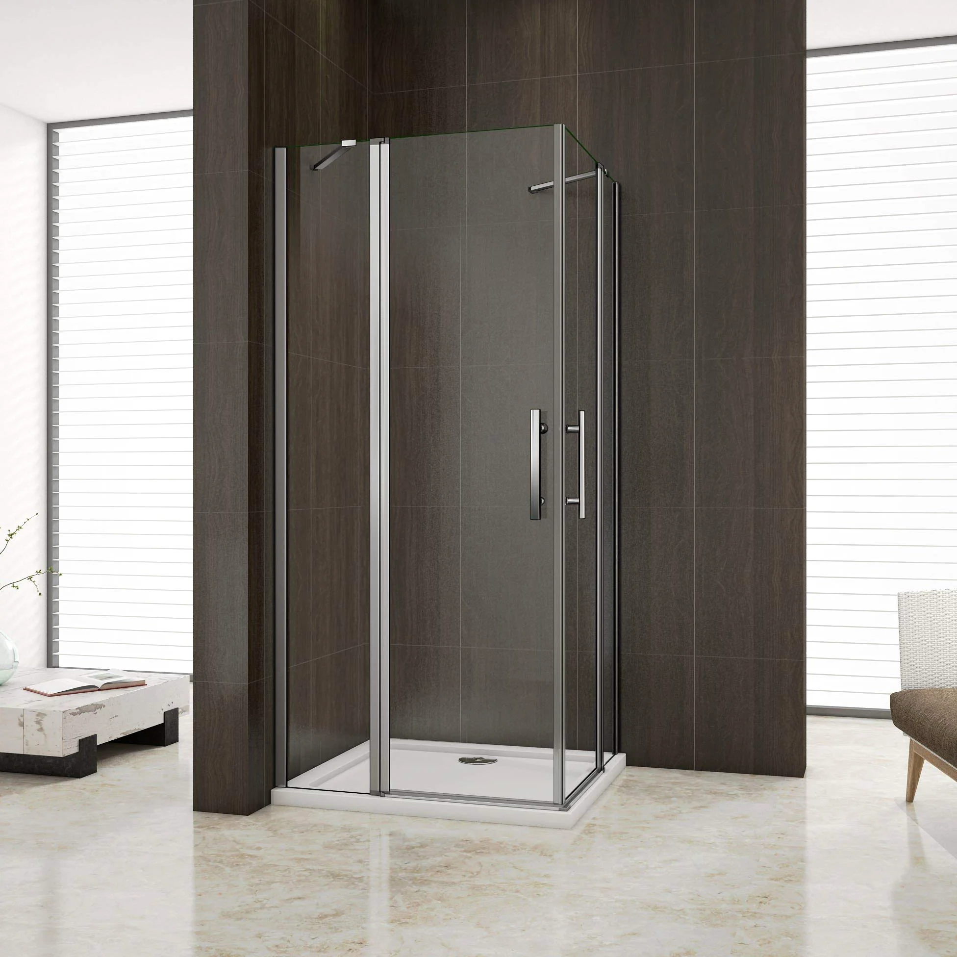 80x120x195cm Box Doccia Angolare Doppie Porte Apertura Battente-saloon Vetro Trasparente Anticalcare Con Barre Stabilizzatrici