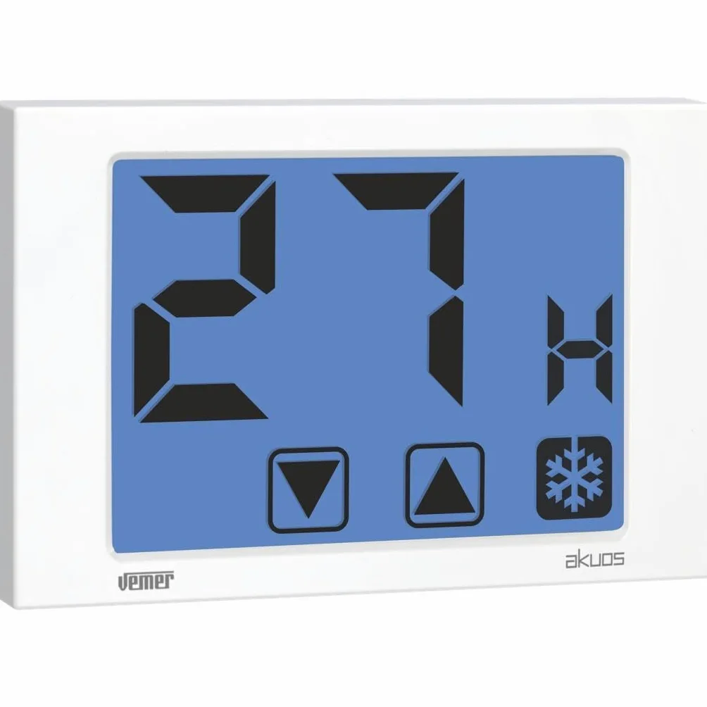 VEMER VE476800 AKUOS - Umidostato Igrostato Digitale Touch Screen da Parete, Alimentazione 230V, Bianco