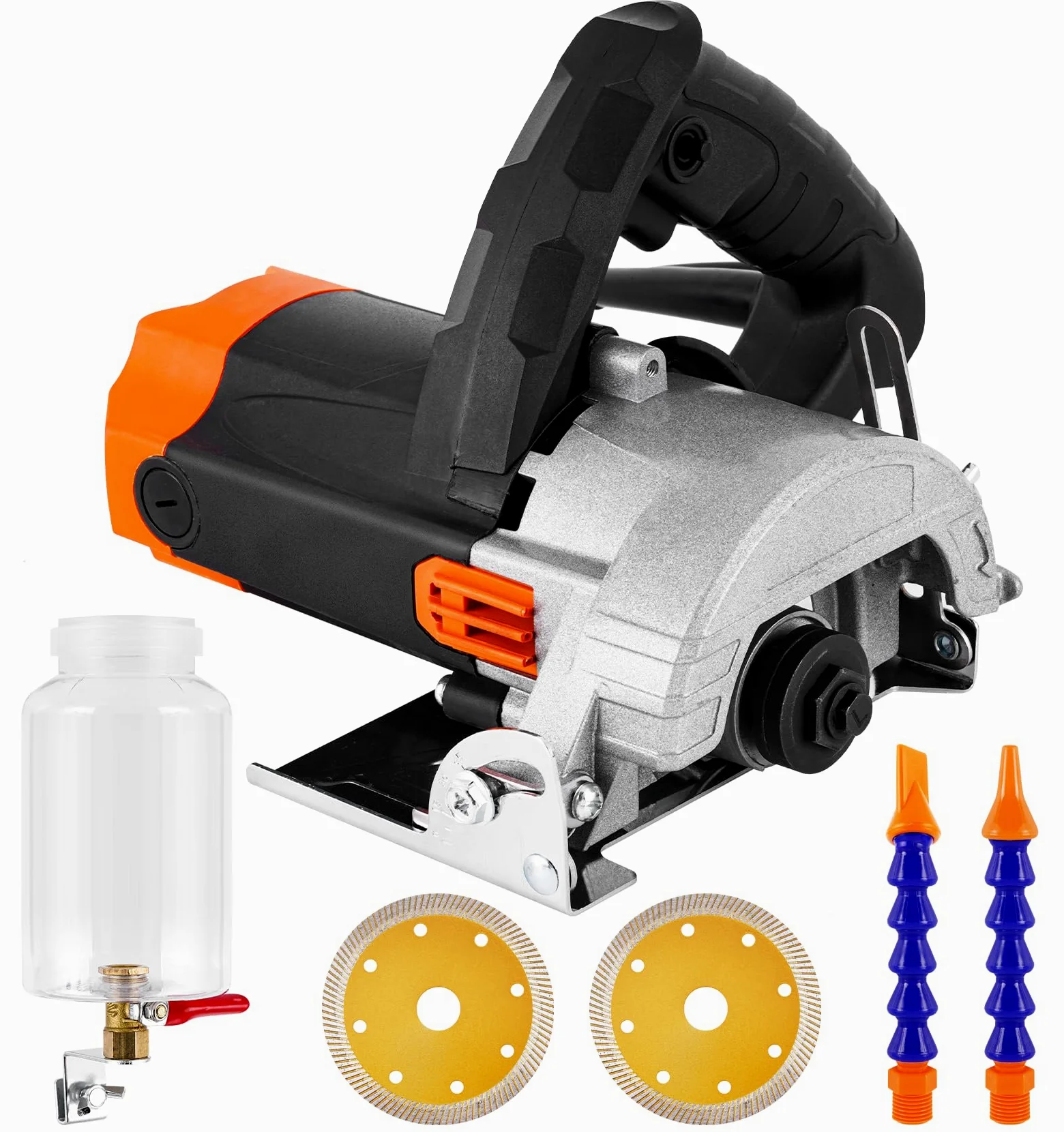 MXBAOHENG Tagliapiastrelle elettrico 1280 W Tagliapiastrelle bagnate elettricamente Taglierino per piastrelle a 45 gradi con Tubo Acqua con 3 lame 110 mm taglio 0-30mm per Piastrelle/Ceramica/Pietra