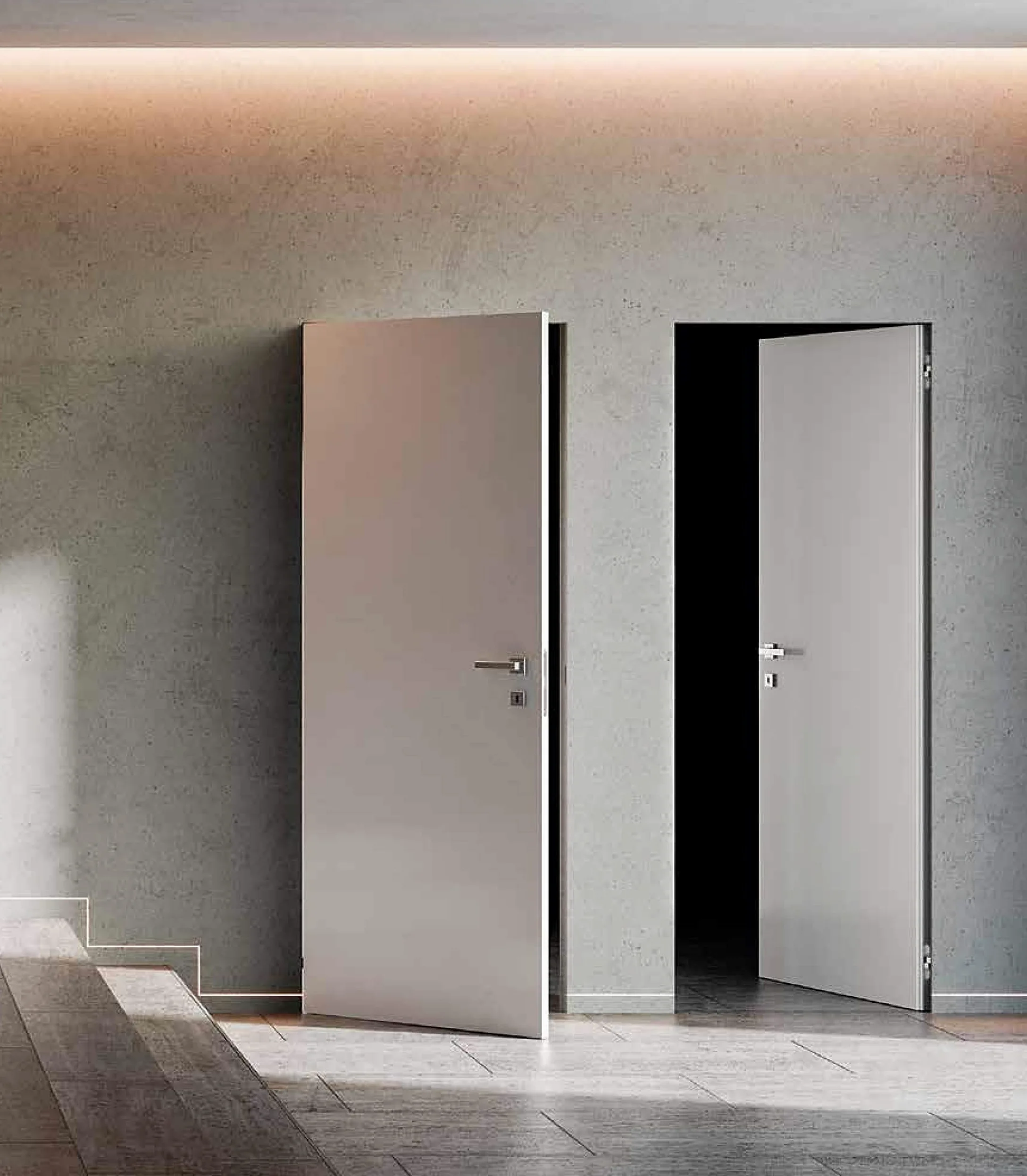 PORTA A FILO MURO BATTENTE REVERSIBILE BIANCA VERNICIABILE + TELAIO - 700x2100 MM XREVERX ERMETIKA